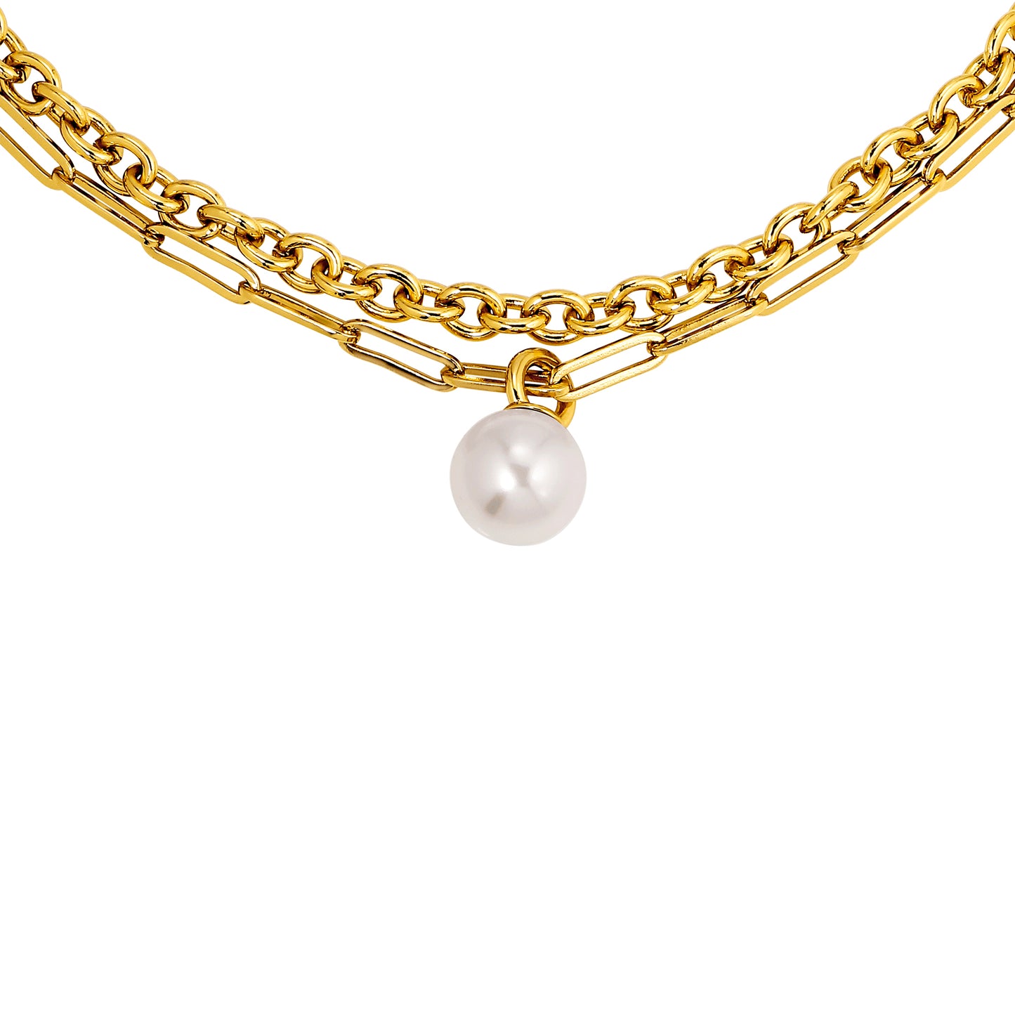 AURELIA SHINY GOLD WHITE PEARL NECKLACE