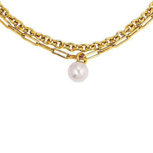 AURELIA SHINY GOLD WHITE PEARL NECKLACE