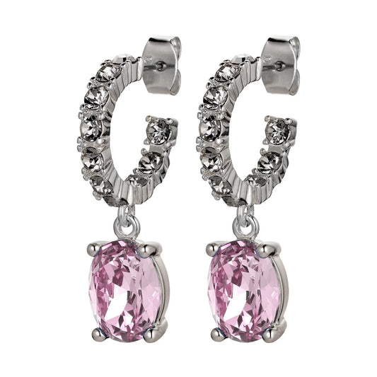 BARBARA SHINY SILVER VINTAGE ROSE/ GREY EARRINGS