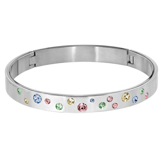 CLARE SHINY SILVER PASTEL MULTI STONE BRACELET