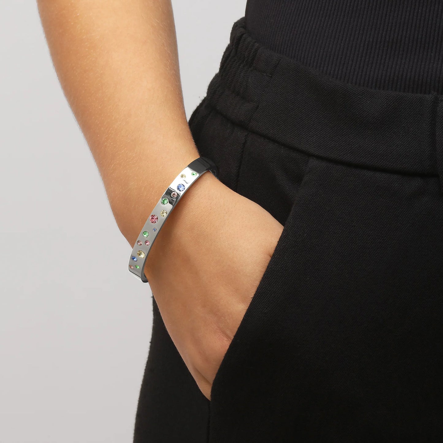 CLARE SHINY SILVER PASTEL MULTI STONE BRACELET