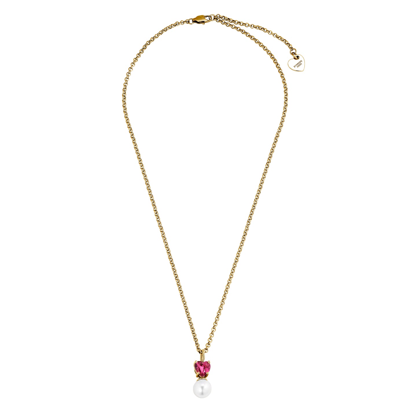 COLUME SHINY GOLD ROSE/PEARL NECKLACE