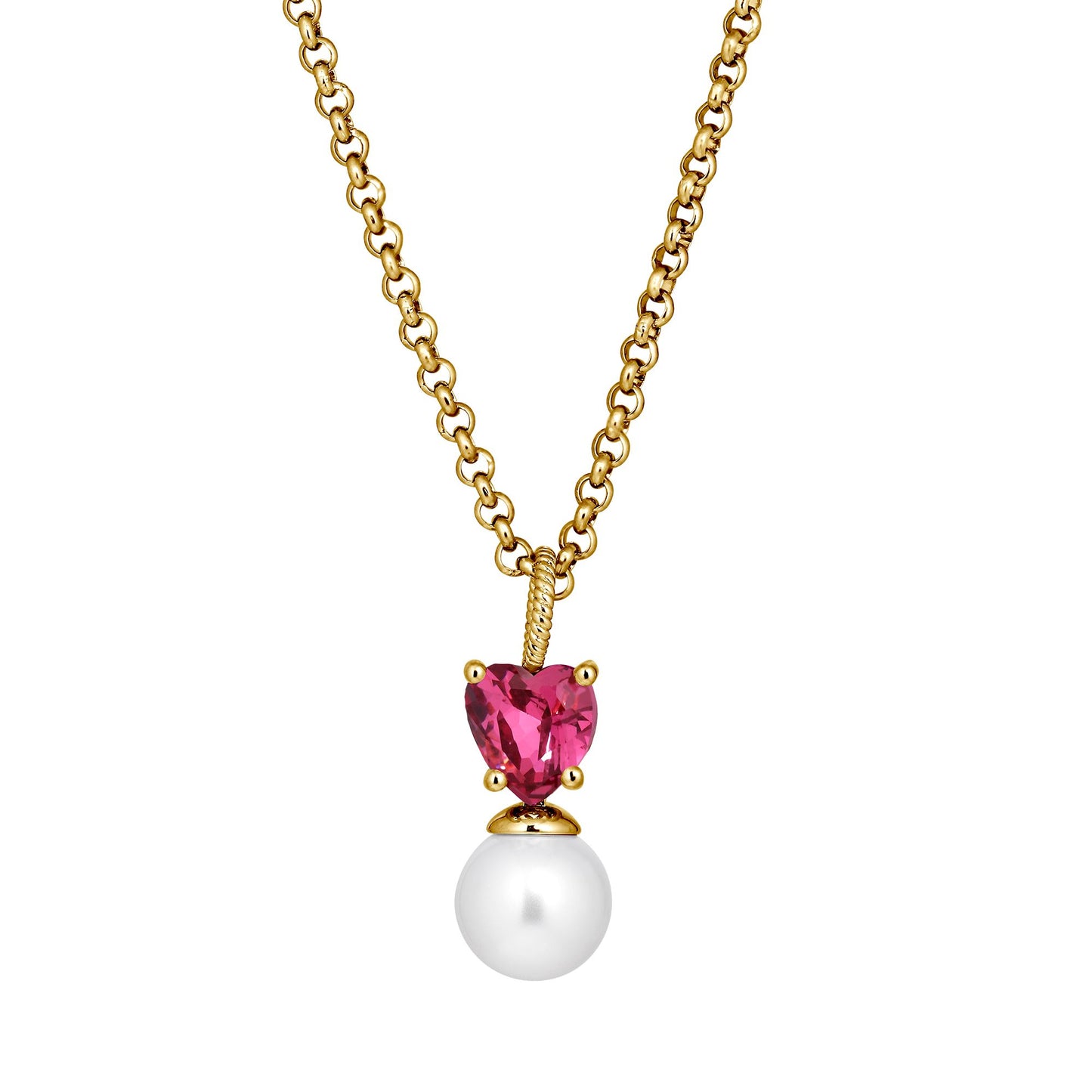 COLUME SHINY GOLD ROSE/PEARL NECKLACE