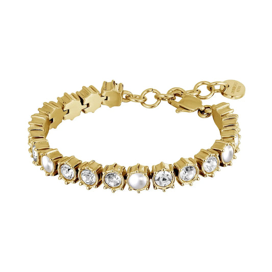 COURAGE SHINY GOLD CRYSTAL/PEARL BRACELET