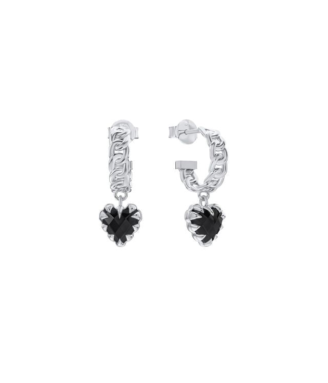 LOVE CLAW CURB HOOP EARRINGS ONYX