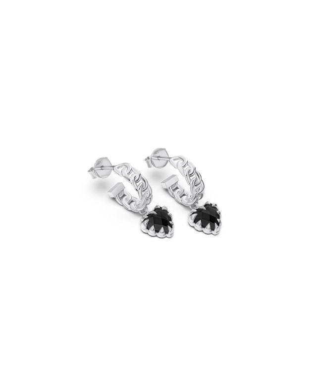 LOVE CLAW CURB HOOP EARRINGS ONYX