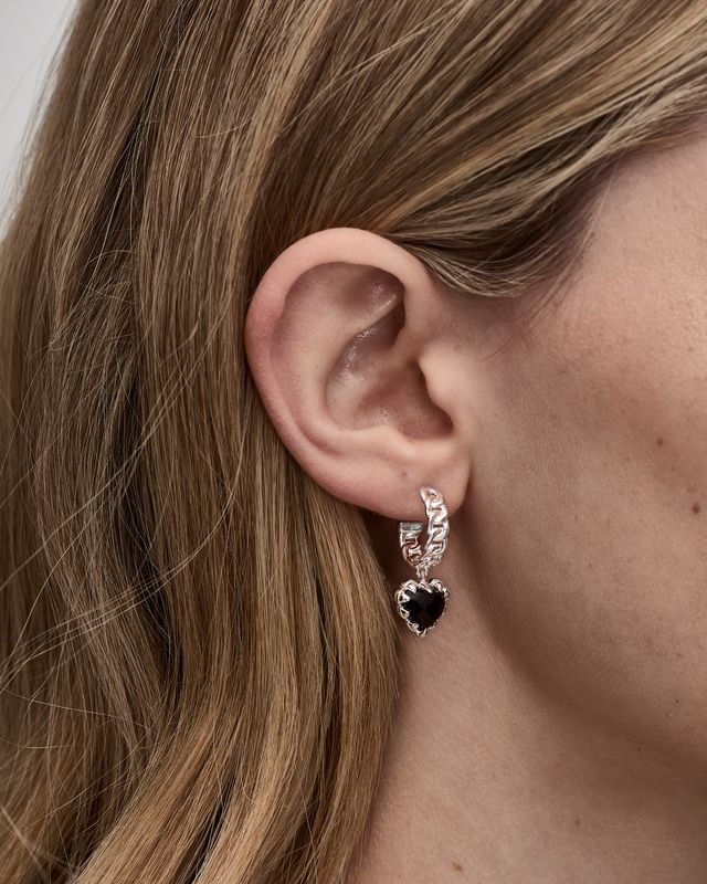 LOVE CLAW CURB HOOP EARRINGS ONYX