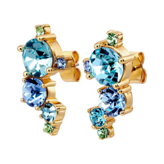 CURRA SHINY GOLD AQUA EARRINGS