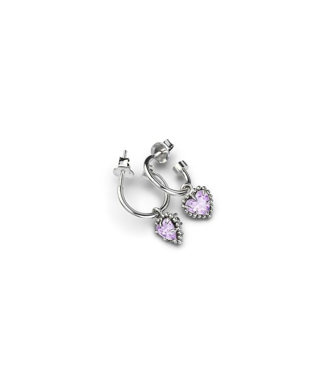 DAHLIA HEART ANCHOR EARRINGS PINK AMETHYST