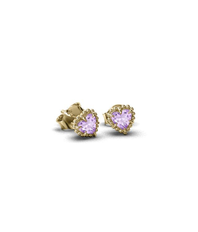 DAHLIA HEART STUDS PINK AMETHYST