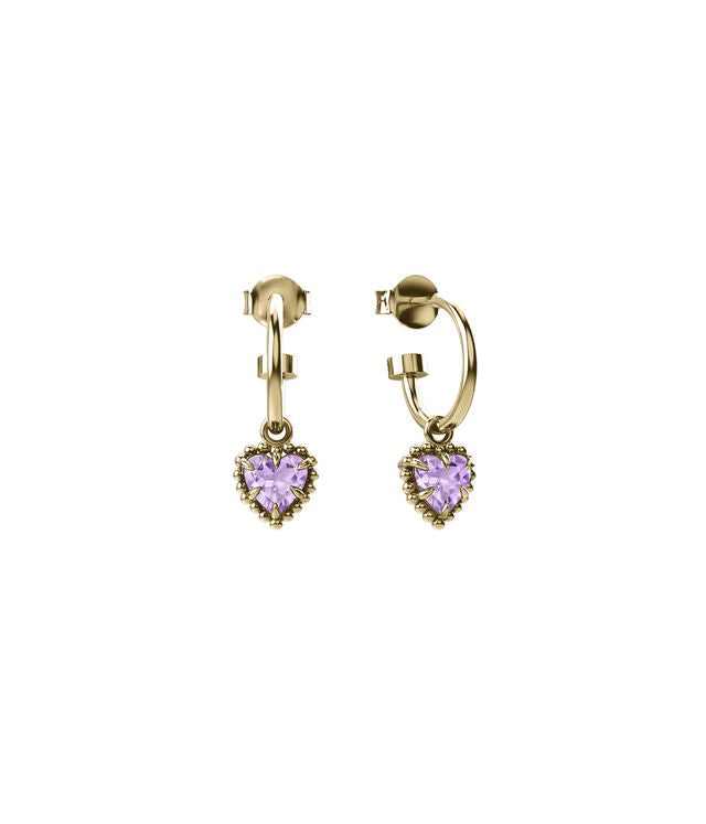 DAHLIA HEART ANCHOR EARRINGS PINK AMETHYST