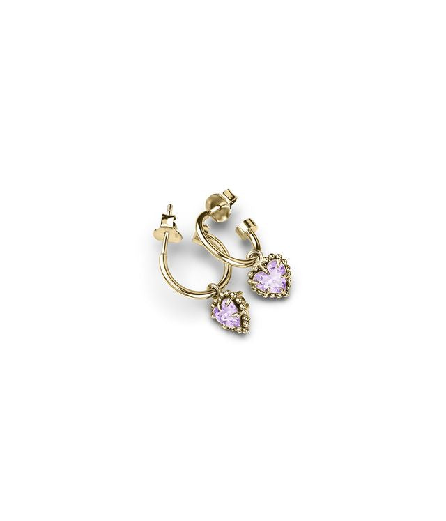 DAHLIA HEART ANCHOR EARRINGS PINK AMETHYST
