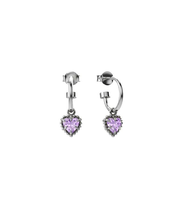 DAHLIA HEART ANCHOR EARRINGS PINK AMETHYST