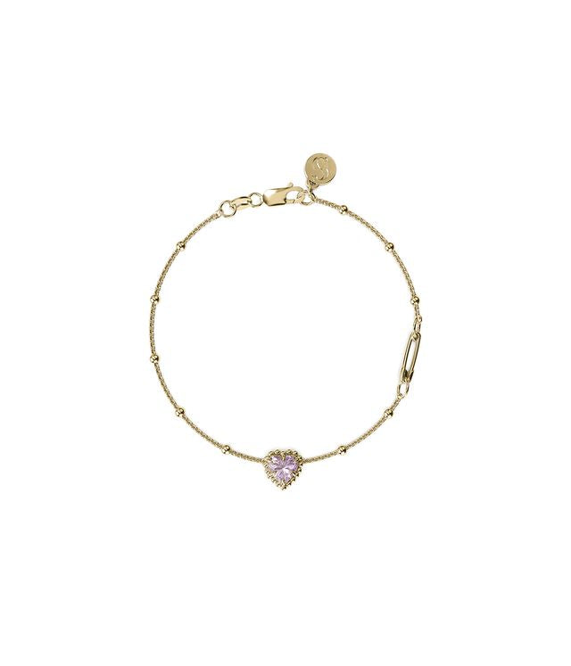 DAHLIA'S HEART BRACELET PINK AMETHYST