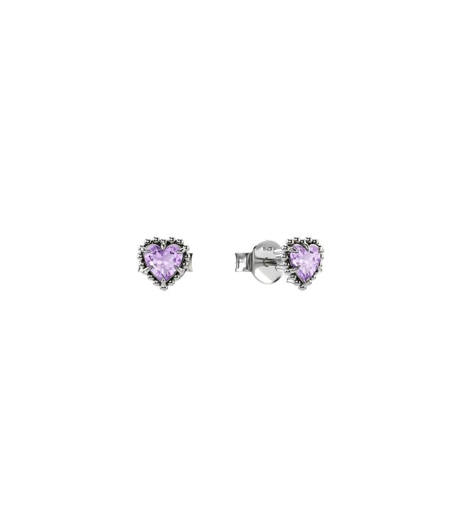 DAHLIA HEART STUDS PINK AMETHYST