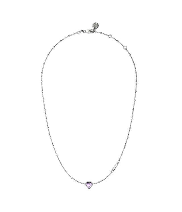 DAHLIA HEART NECKLACE PINK AMETHYST