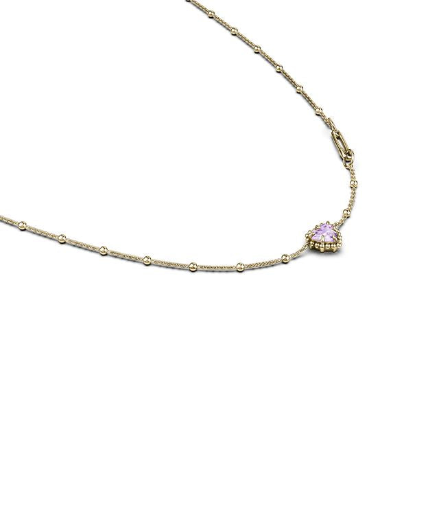 DAHLIA HEART NECKLACE PINK AMETHYST
