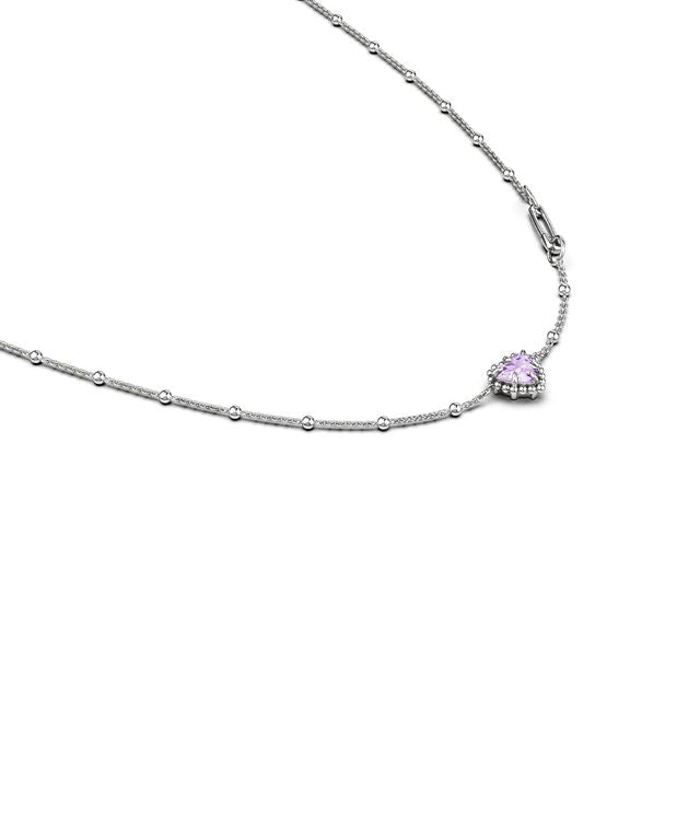 DAHLIA HEART NECKLACE PINK AMETHYST