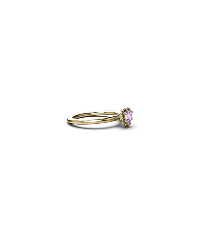 DAHLIA'S HEART RING PINK AMETHYST