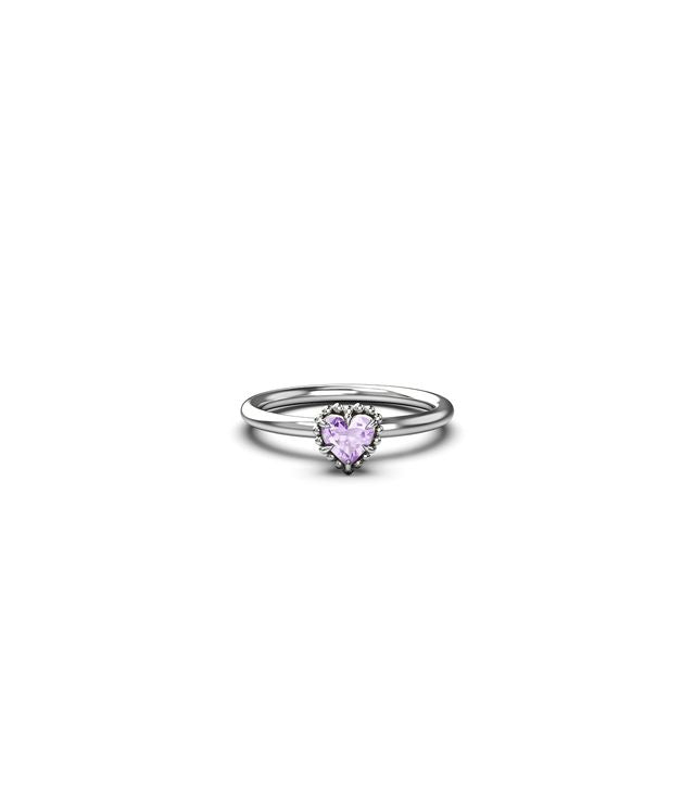 DAHLIA'S HEART RING PINK AMETHYST