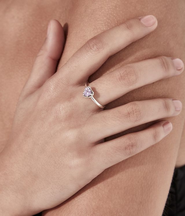 DAHLIA'S HEART RING PINK AMETHYST