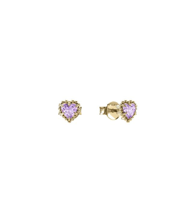 DAHLIA HEART STUDS PINK AMETHYST