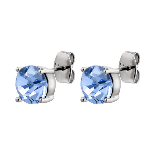 DAZE SHINY SILVER LIGHT SAPPHIRE EARRINGS