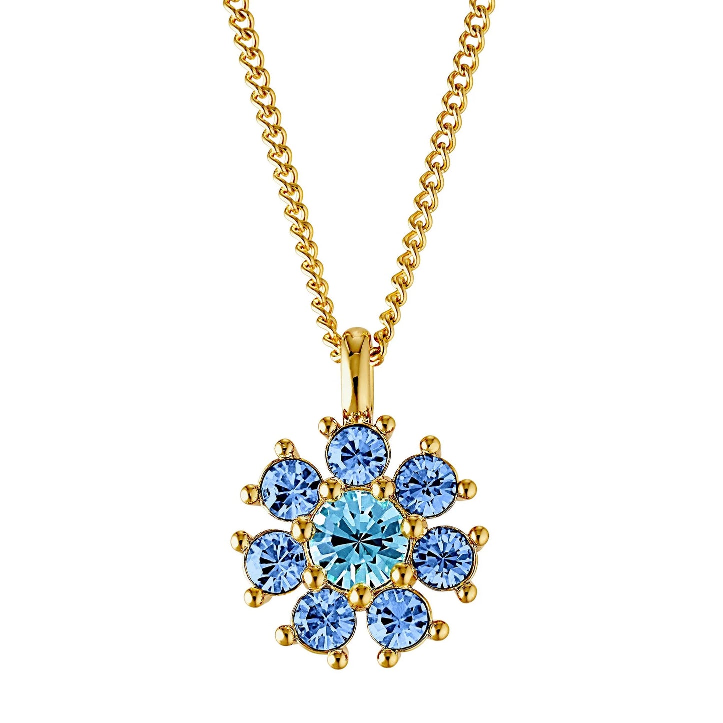 DELISE SHINY GOLD LIGHT BLUE/AQUA NECKLACE