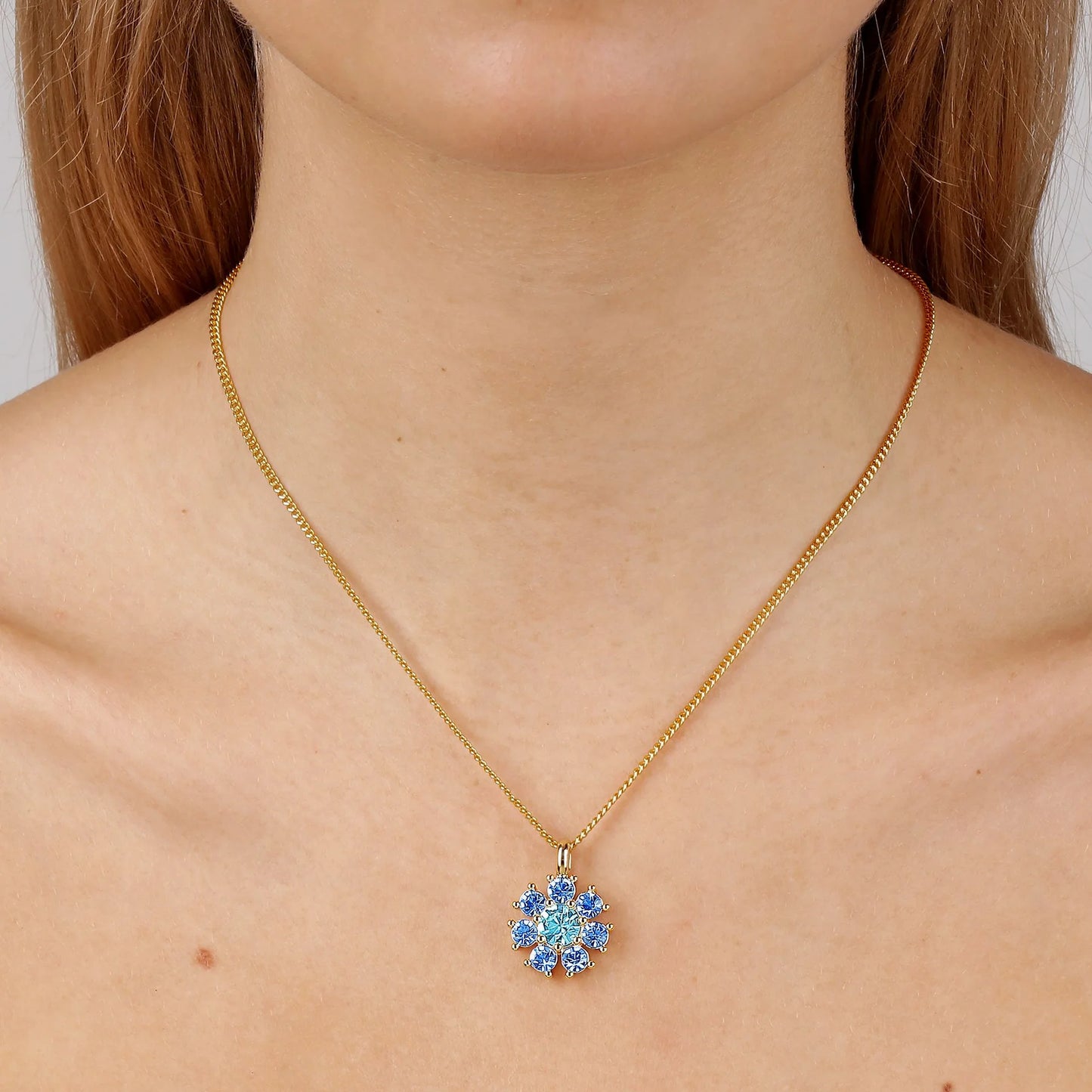 DELISE SHINY GOLD LIGHT BLUE/AQUA NECKLACE