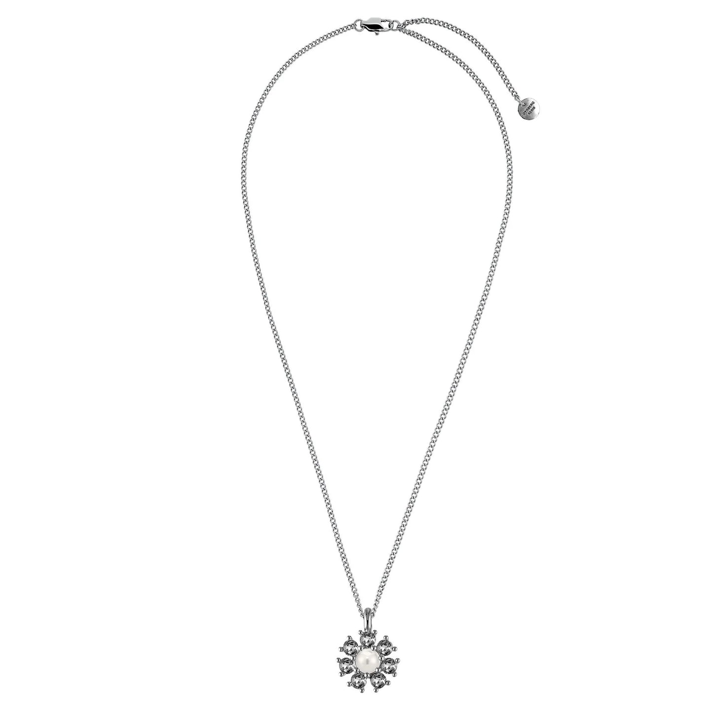 DELISE SHINY SILVER GREY/WHITE PEARL NECKLACE