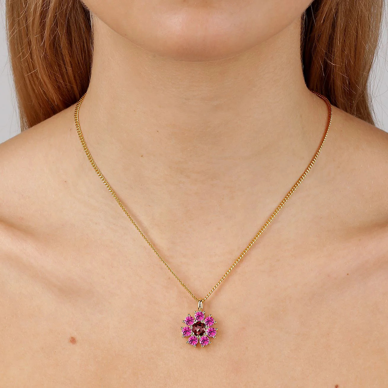 DELISE SHINY GOLD PINK/WINE NECKLACE