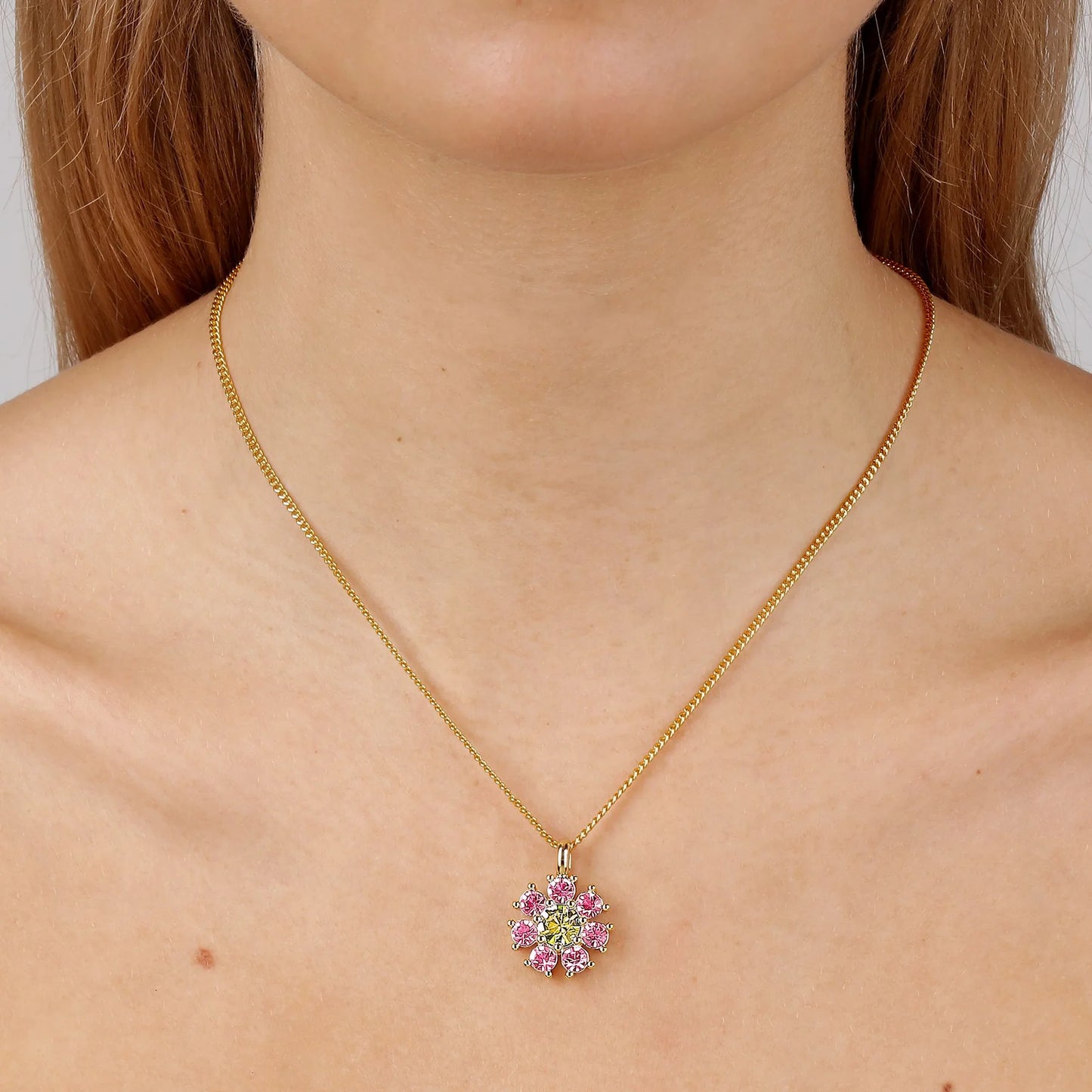 DELISE SHINY GOLD YELLOW/ROSE NECKLACE