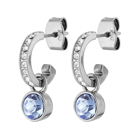 DESSA SHINEY SILVER LIGHT BLUE EARRINGS