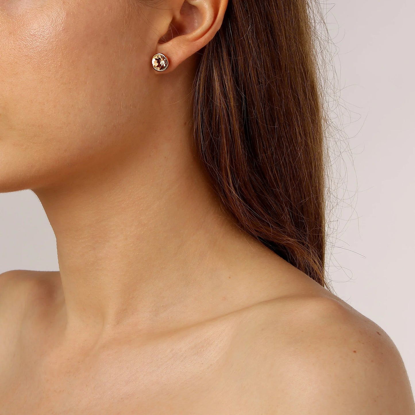 DIA SHINY GOLD LIGHT ROSE EARRINGS