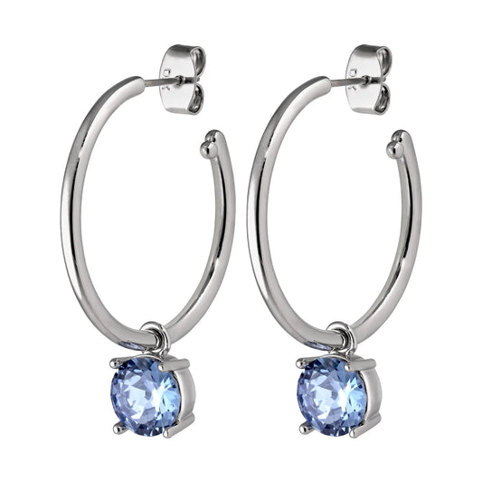 DIEGA SHINEY SILVER LIGHT SAPPHIRE EARRINGS