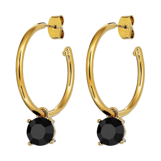 DIEGA SHINY GOLD BLACK EARRINGS