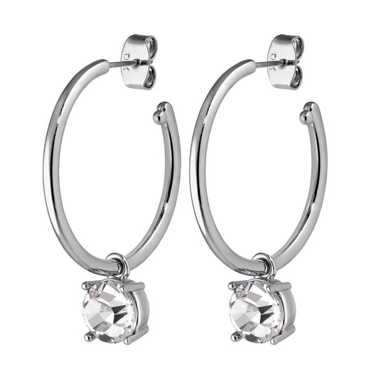 DIEGA SHINEY SILVER CRYSTAL EARRINGS