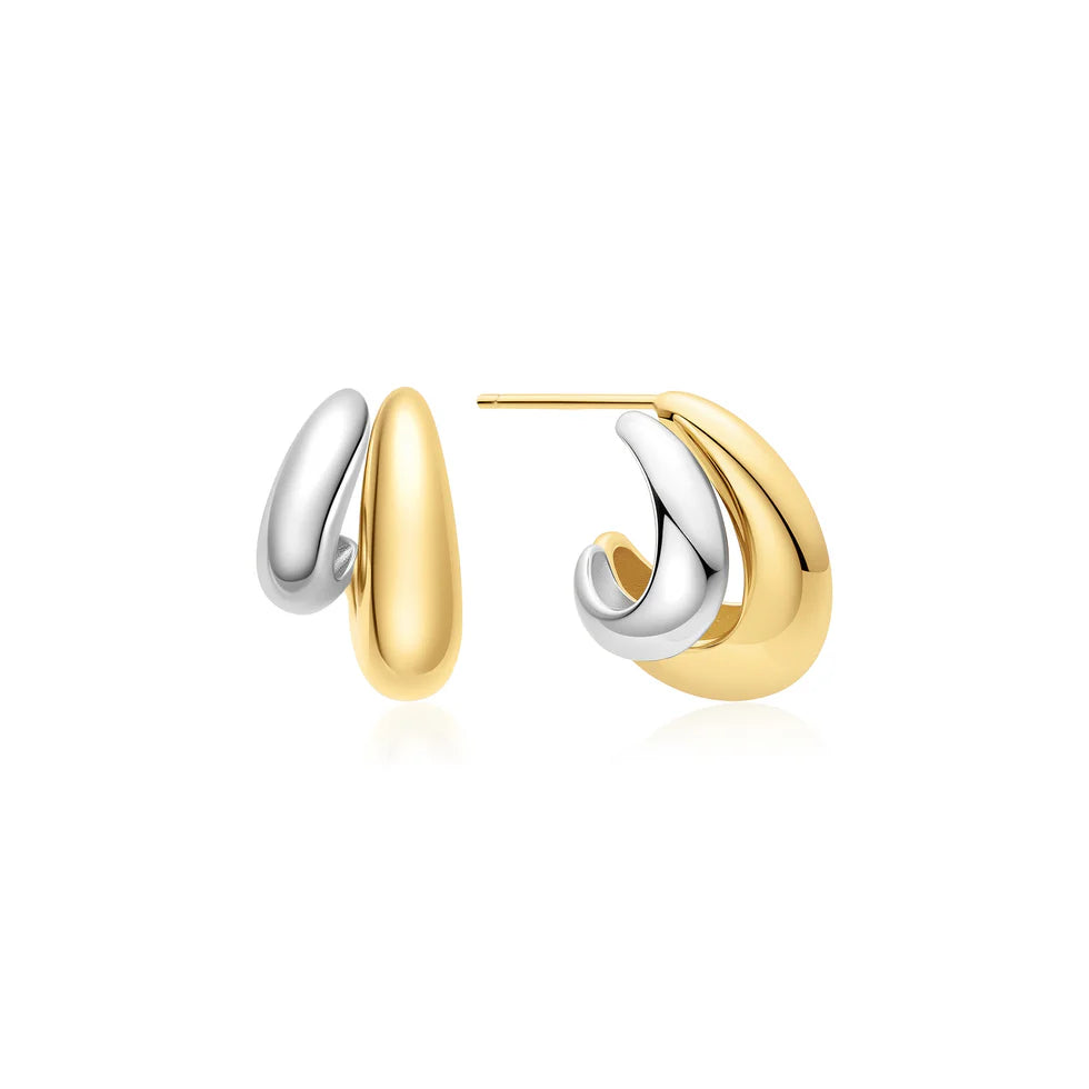 TIDE DOME STUD HOOP EARRINGS