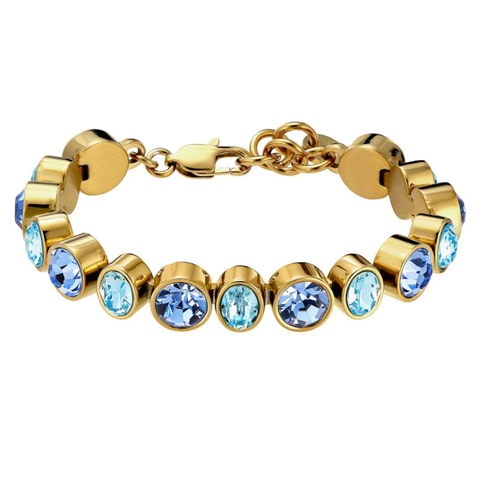 ELAINE SHINY GOLD AQUA/BLUE BRACELET