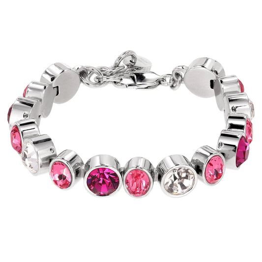 ELAINE SHINY SILVER PINK/ROSE BRACELET