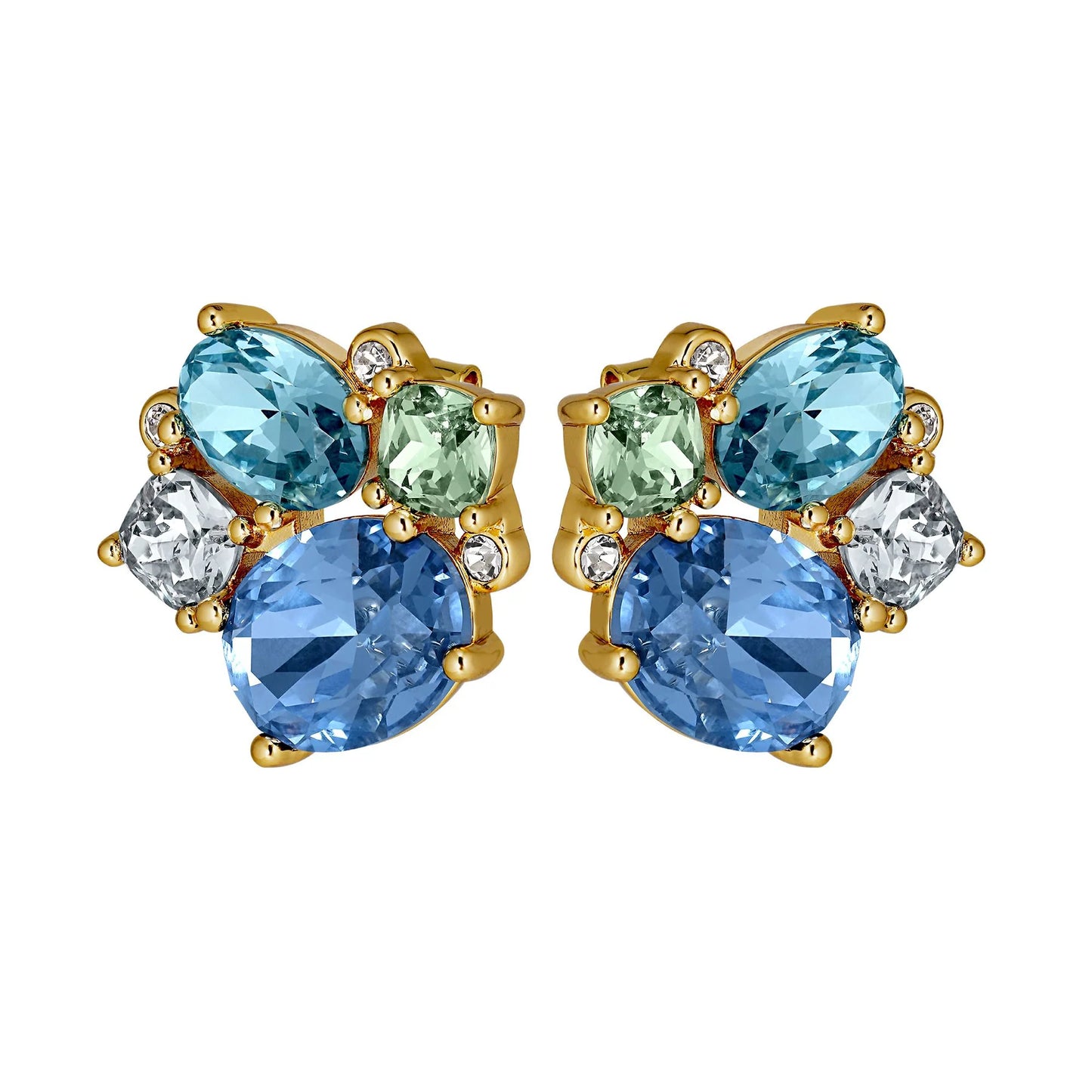 EMMA SHINY GOLD AQUA EARRINGS
