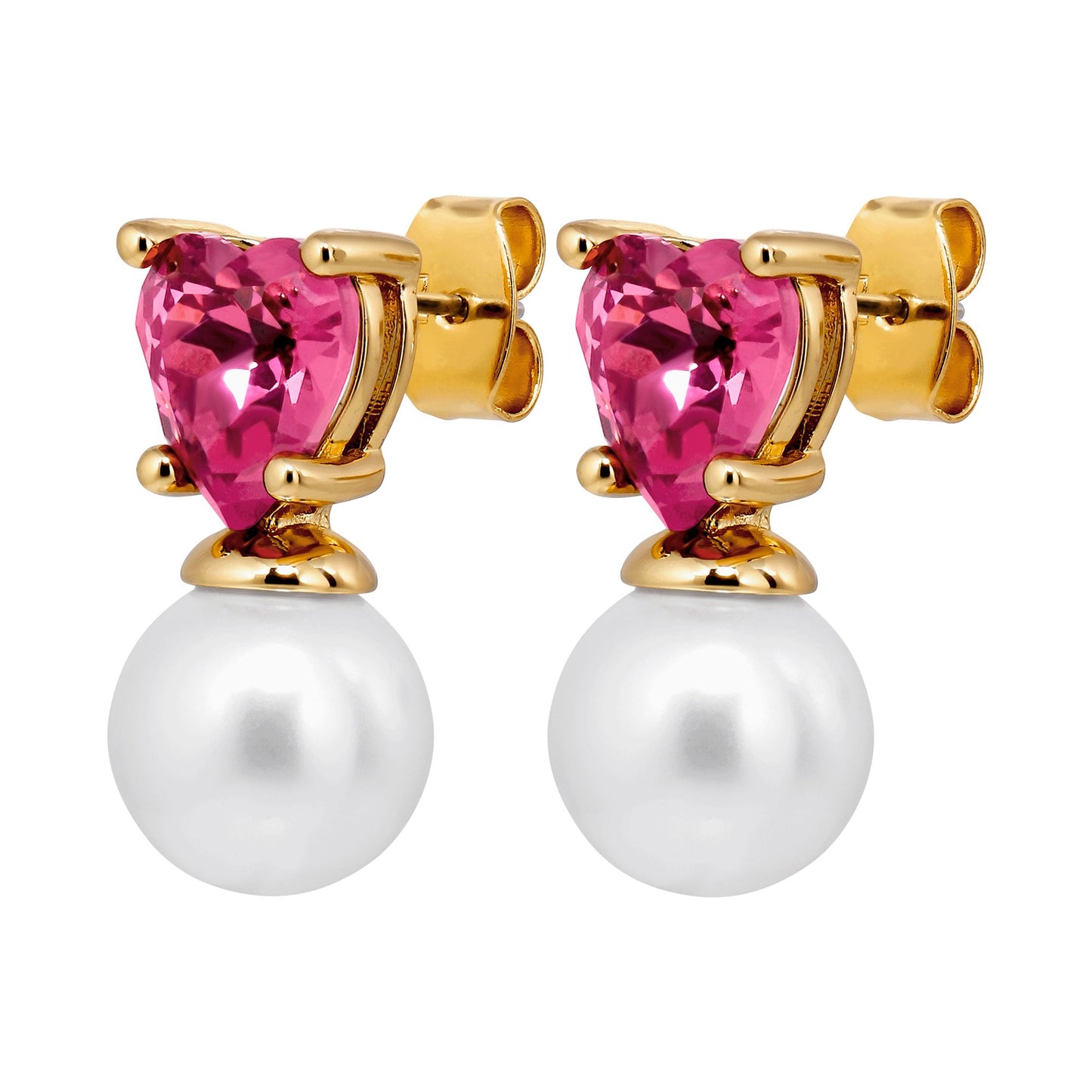 EMO SHINY GOLD ROSE/PEARL EARRINGS