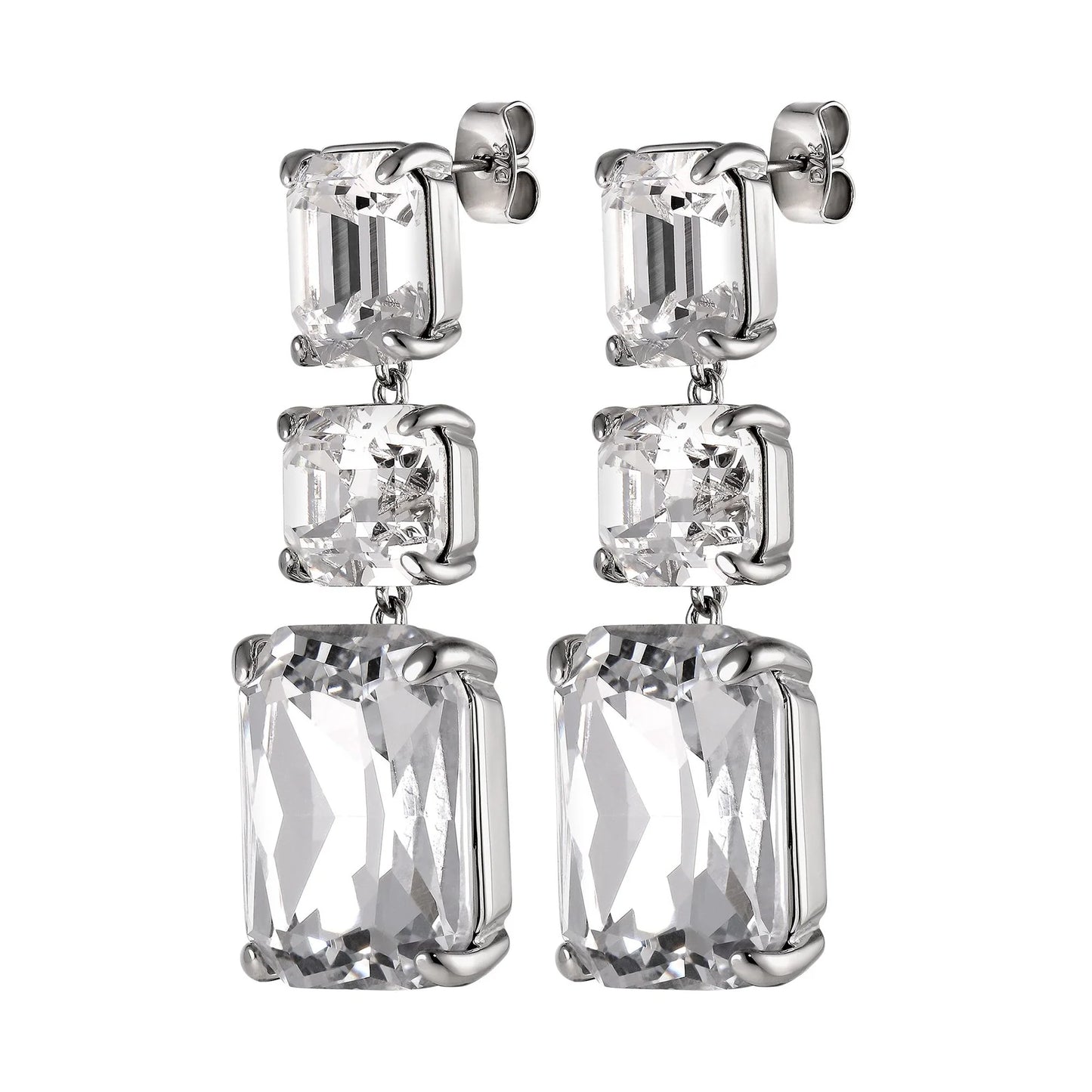 ESMARA SHINEY SILVER CRYSTAL EARRINGS