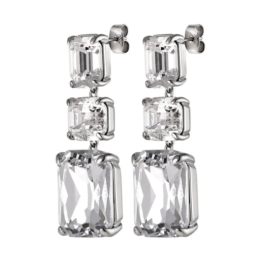 ESMARA SHINEY SILVER CRYSTAL EARRINGS