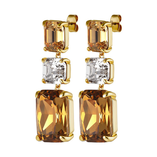 ESMARA SHINEY GOLD GOLDEN/CRYSTAL EARRINGS