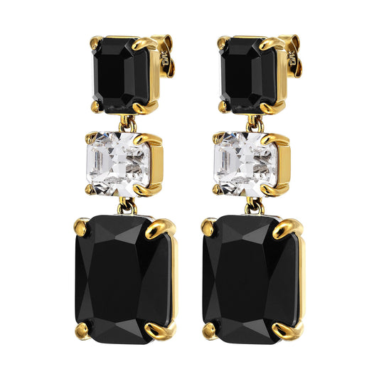 ESMARA SHINY GOLD BLACK EARRINGS