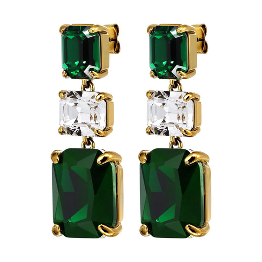 ESMARA SHINY GOLD EMERALD EARRINGS