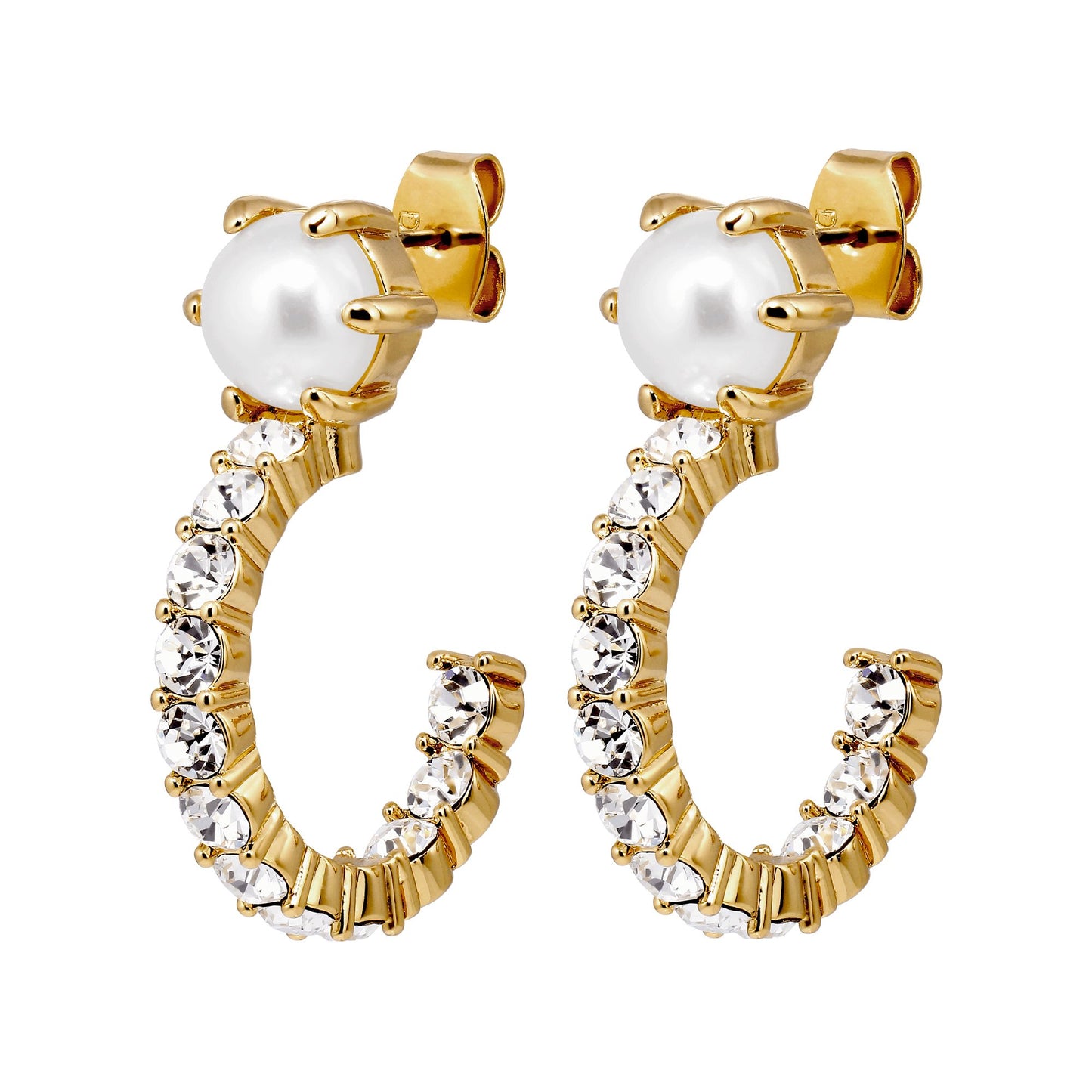 ESPRIT SHINY GOLD CRYSTAL/PEARL EARRINGS