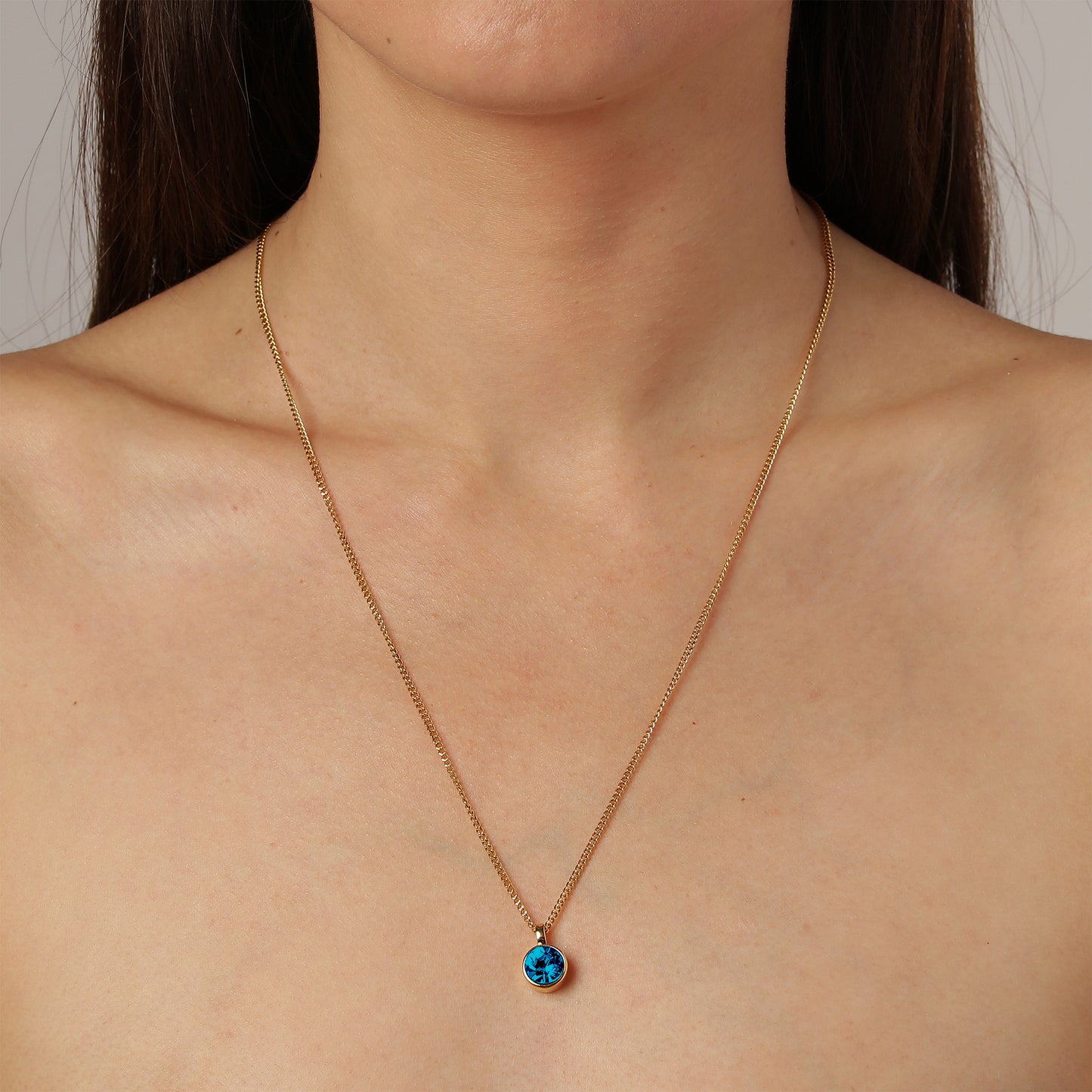 ETTE SHINY GOLD LIGHT PETROL NECKLACE