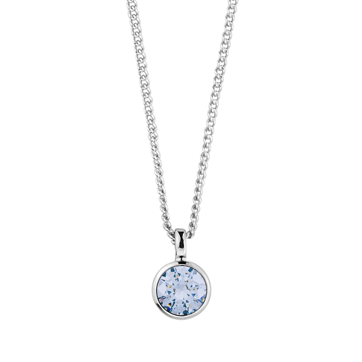 ETTE SHINY SILVER LIGHT BLUE NECKLACE
